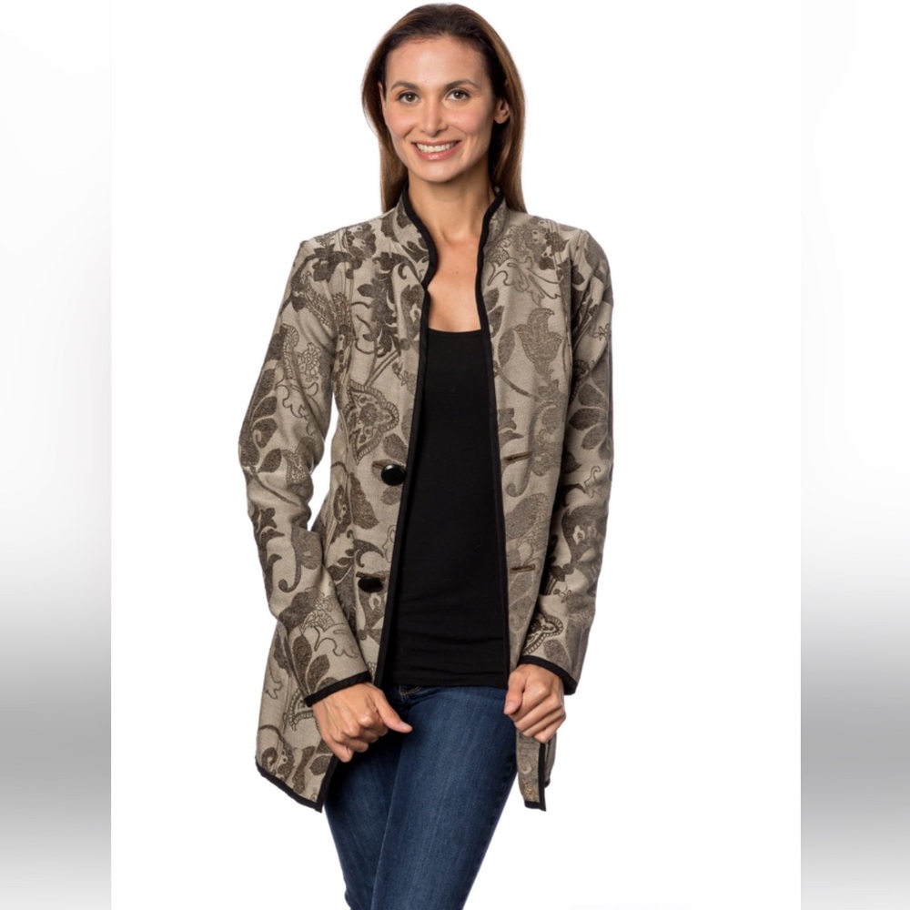 Tapestry Boho Trimdin Y2K Jacket Coat Reversible Made in USA Mob wife